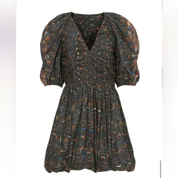 ULLA JOHNSON Gwen printed ruched taffeta mini dress - Picture 5 of 10
